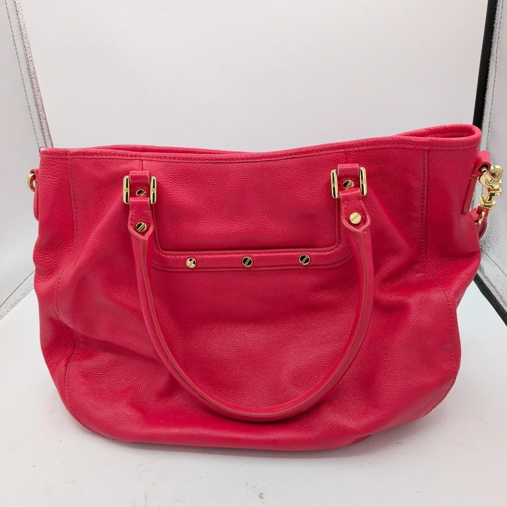 Tory Burch Amanda Hobo Classic Handle Tote Pink Pebbled Leather Crossbody Bag